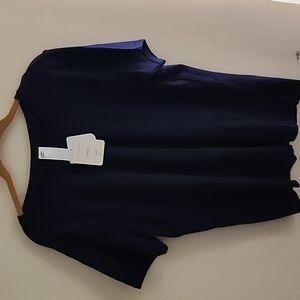 Fabletics Feather Tech+ Tee Navy Blue Size M Moisture-Wicking Lightweight NEW